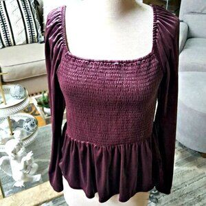 NEW! BOHO Crushed VELVET BLOUSE BY GAP SZ L